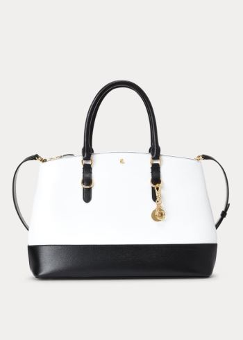 Ralph Lauren Saffiano Large Læder Satchel Bílé Černé | LQER9VTw