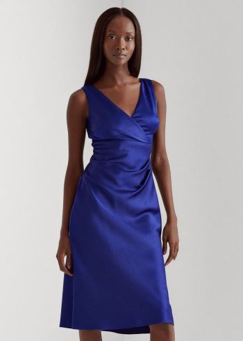 Ralph Lauren Satin Surplice Šaty Blankyt | um9G7Fmi