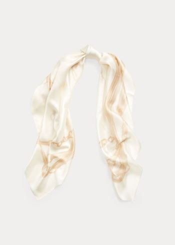 Ralph Lauren Scarlett Silk Twill Scarf Krém | saW9Ayuz