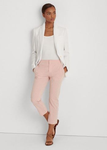 Ralph Lauren Seersucker Straight Pant Červené Bílé | JVdak6Q4