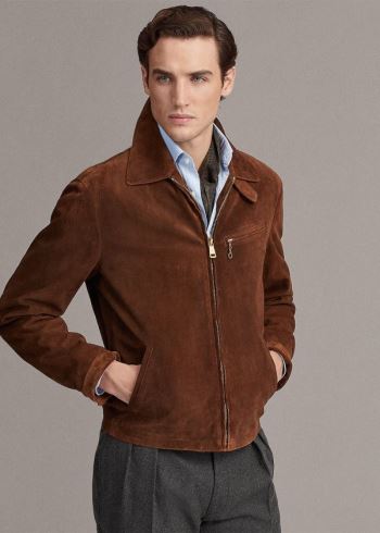 Ralph Lauren Semišové Newsboy Jacket Hnědé | ALcglPw7