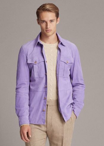 Ralph Lauren Semišové Overshirt Fialové | pzKdDgLG