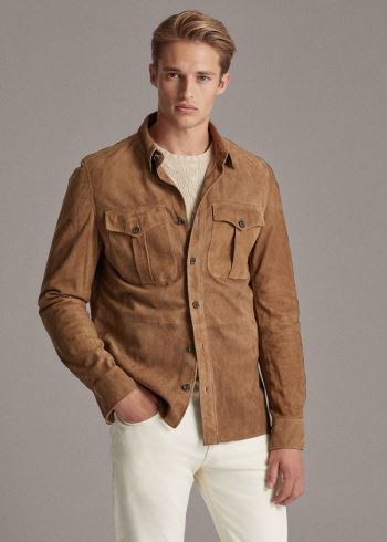 Ralph Lauren Semišové Overshirt Hnědožlutý | aOypLMju