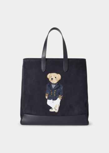Ralph Lauren Semišové Polo Bear Tote Tmavě Blankyt | Qd6mcIwd