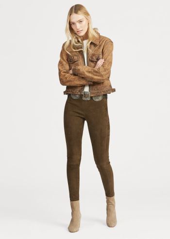 Ralph Lauren Semišové Skinny Pant Zelene | 2SpbKjT0