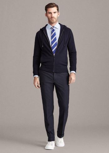 Ralph Lauren Semišové-Trim Wool-Blend Hoodie Tmavě Blankyt | 6z93GGOV