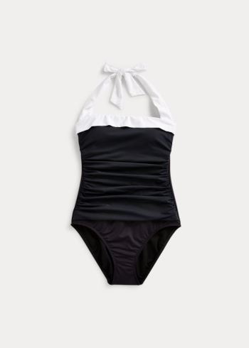 Ralph Lauren Shirred Bandeau One-Piece Černé | 9QnCb6CT