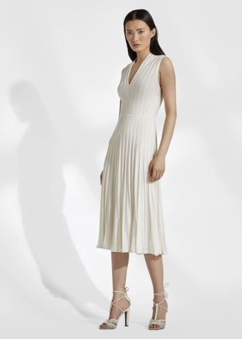 Ralph Lauren Silk-Blend Svetrové Šaty Krém | 8UGnG21O