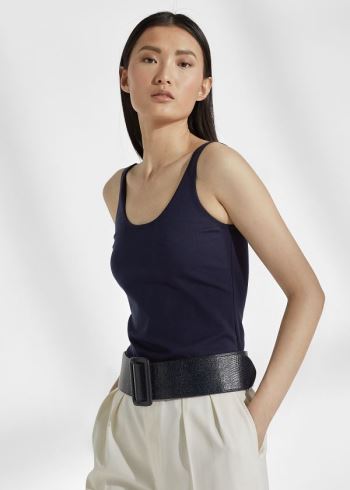 Ralph Lauren Silk-Blend Tank Top Tmavě Blankyt | pBoZD84G