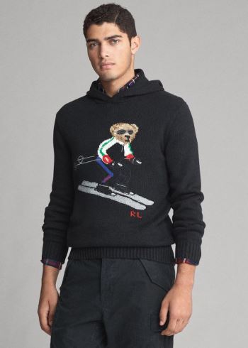 Ralph Lauren Ski Bear S Kapucí Svetrové Černé | PKmIDiRE