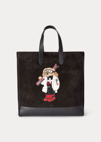 Ralph Lauren Ski Bear Semišové Tote Bag Černé | 2gA7e6zF