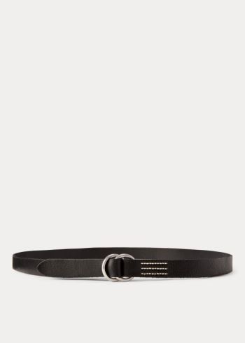 Ralph Lauren Skinny Læder O-Ring Belt Černé | X60srfxS