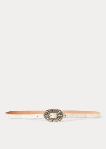 Ralph Lauren Skinny Læder Přezkou Belt Bílé | 4kH5BlJF