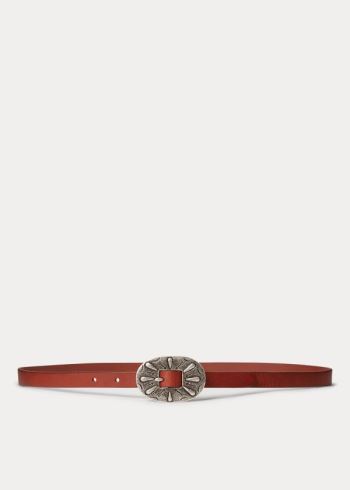 Ralph Lauren Skinny Læder Přezkou Belt Hnědé | IXlplLuj