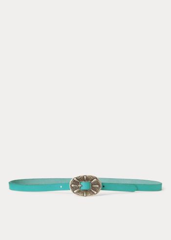Ralph Lauren Skinny Læder Přezkou Belt Tyrkysové | hkLfXLMq