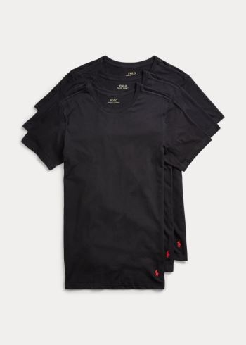 Ralph Lauren Slim Crewneck 3-Pack Černé | 8vC4YQ5p