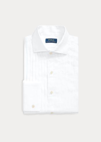 Ralph Lauren Slim Fit Linen Tuxedo Shirt Bílé | sFG5RwuD