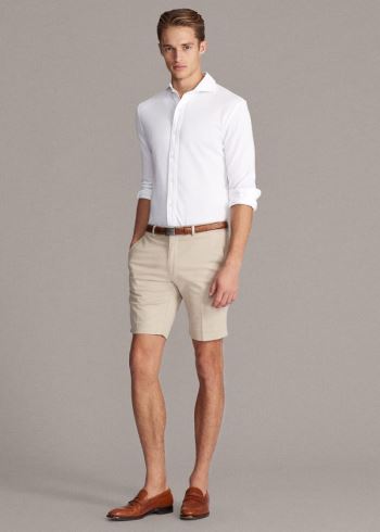 Ralph Lauren Slim Fit Stretch Chino Krátké Hnědožlutý | VkFrmhlZ