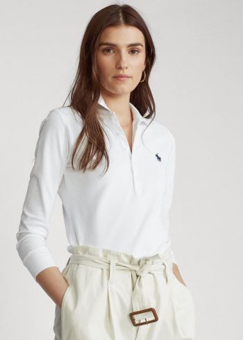 Ralph Lauren Slim Fit Stretch Polo Shirt Bílé | LkAFil2G