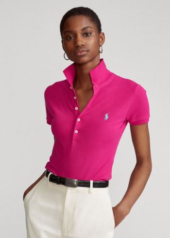 Ralph Lauren Slim Fit Stretch Polo Shirt Tmavě Růžové | wubKXlch
