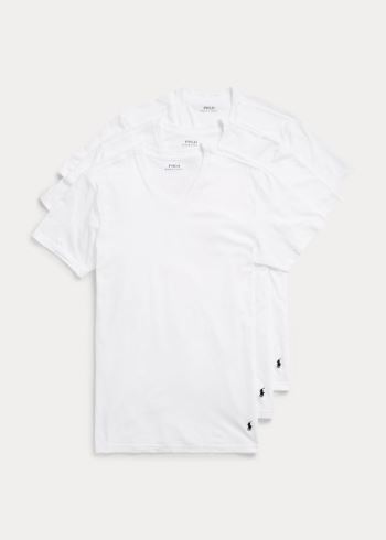 Ralph Lauren Slim V-Neck 3-Pack Bílé | ZOrMtBcs