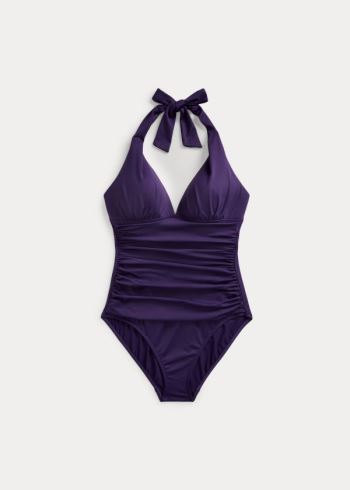 Ralph Lauren Slimming Halter One-Piece Fialové | m7UmTNrY