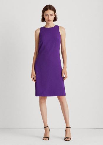 Ralph Lauren Snap-Trim Crepe Shift Šaty Fialové | TApLaCoC