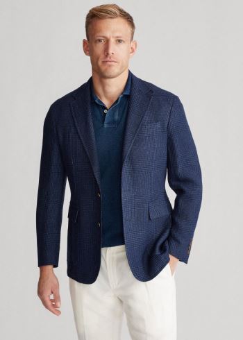Ralph Lauren Soft Glen Plaid Sportovní Coat Tmavě Blankyt Blankyt | OxEnU8MF