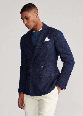 Ralph Lauren Soft Herringbone Sportovní Coat Tmavě Blankyt Blankyt | K63LUJo8