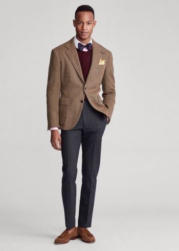 Ralph Lauren Soft Herringbone Sportovní Coat Hnědé | uZxdousl