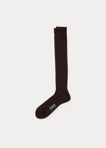 Ralph Lauren Solid Rib Over the Calf Socks Hnědé | ZZrvpFgZ