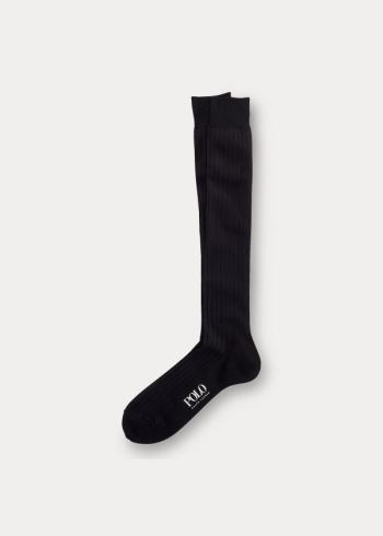 Ralph Lauren Solid Rib Over the Calf Socks Černé | dt7PaziW