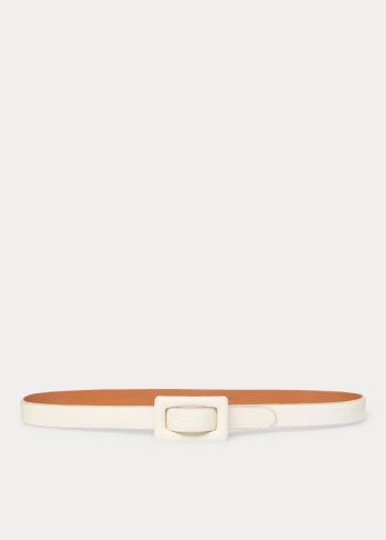 Ralph Lauren Stamped-Calfskin Skinny Belt Krém | vc3jpGZ8