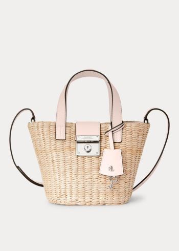 Ralph Lauren Straw Mini Reese Tote Hnědé Růžové | QIKdgxdR