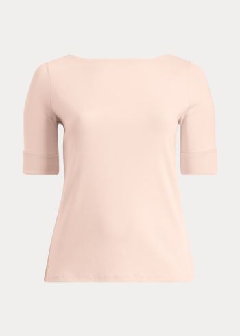 Ralph Lauren Stretch Bavlněné Boatneck Top Růžové | DEL7fJLA