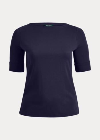 Ralph Lauren Stretch Bavlněné Boatneck Top Tmavě Blankyt | JaIlMB1Z