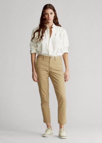 Ralph Lauren Stretch Bavlněné Straight Pant Hnědé | oEIJjSpF