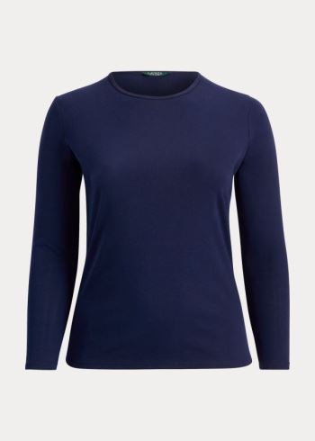 Ralph Lauren Stretch Long-Sleeve Tee Tmavě Blankyt | HyNcr4nl
