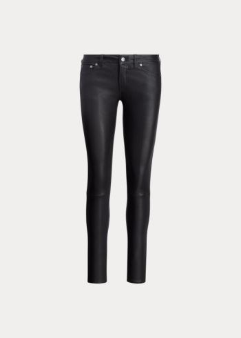 Ralph Lauren Stretch Læder Skinny Pant Černé | jYSchqmU