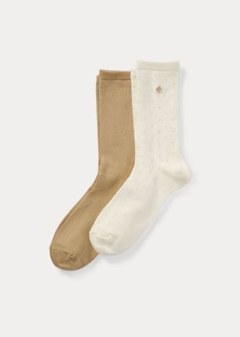 Ralph Lauren Stretch Trouser Sock 2-Pack Světle Bílé | Kn6esKYv