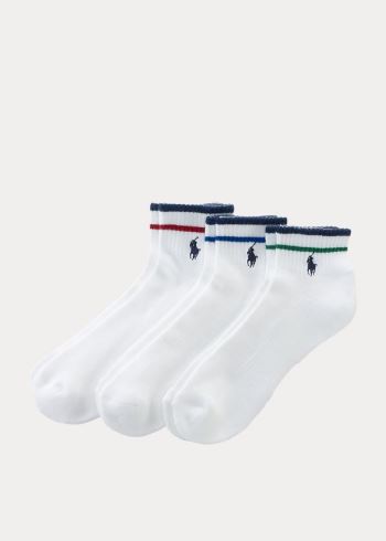 Ralph Lauren Striped Ankle Sock 3-Pack Bílé | 9A6A37GU