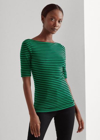 Ralph Lauren Striped Bavlněné-Blend Top Černé Zelene | o4gWnJ3H
