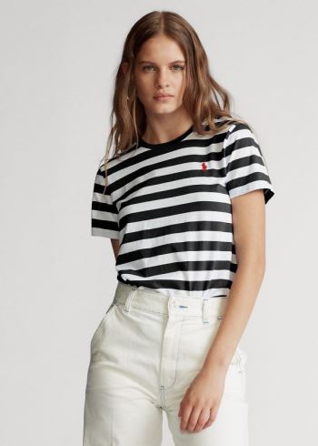 Ralph Lauren Striped Bavlněné Jersey Tee Bílé Černé | 62S7Re5W