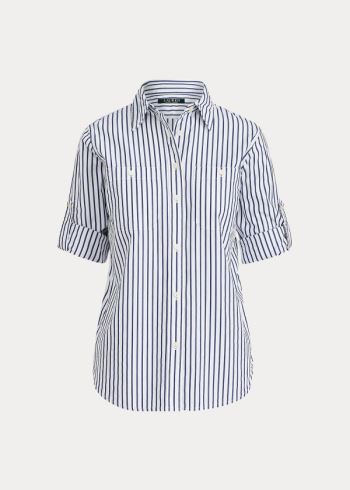 Ralph Lauren Striped Bavlněné Pocket Shirt Bílé Indigo | sX5cRdhu