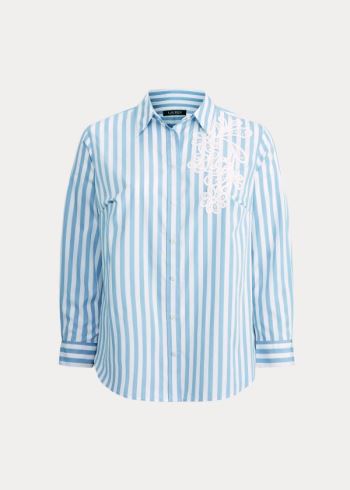 Ralph Lauren Striped Bavlněné Shirt Blankyt Bílé | c4eH311g
