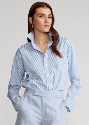 Ralph Lauren Striped Bavlněné Shirt Blankyt Bílé | ovcomCoJ