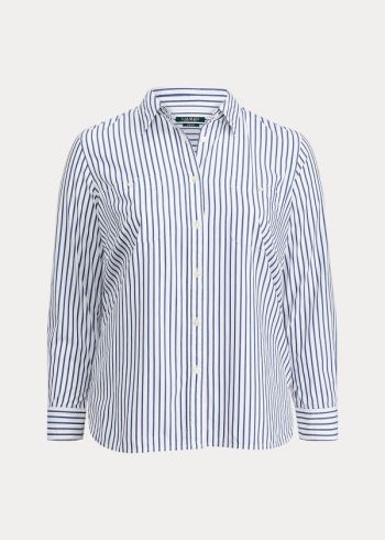 Ralph Lauren Striped Bavlněné Shirt - Shirts Woman (sizes 14-22) Bílé Indigo | 3MNtYskv