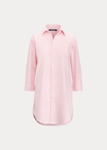 Ralph Lauren Striped Bavlněné Sleep Shirt Růžové Proužek | vQJDqytX