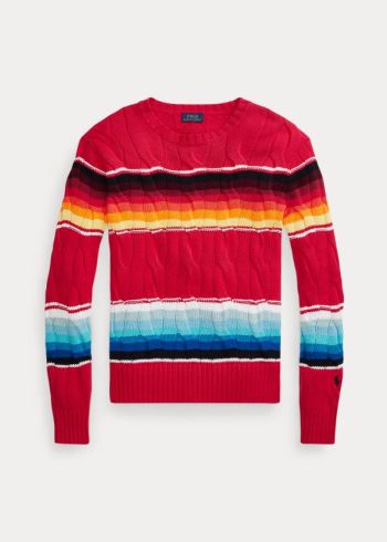 Ralph Lauren Striped Cable-Knit Svetrové Červené Viacfarebný | zO17knCi