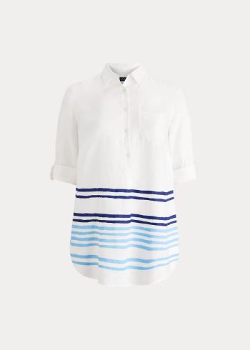 Ralph Lauren Striped Linen Shirt Bílé Blankyt Viacfarebný | 0i7jCB6l